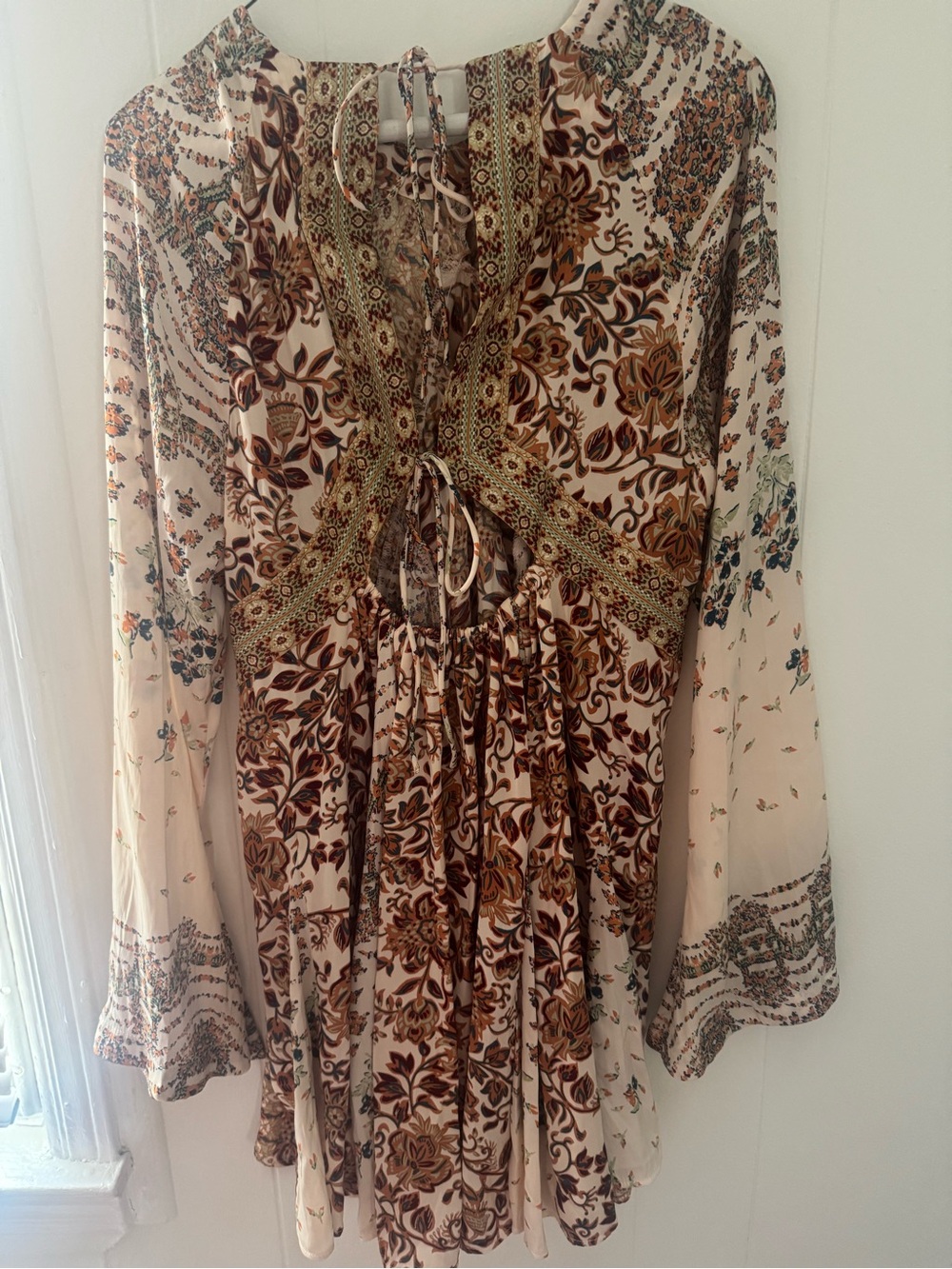 Free People Cream and Brown Paisley Mini Dress - Picture 4 of 4